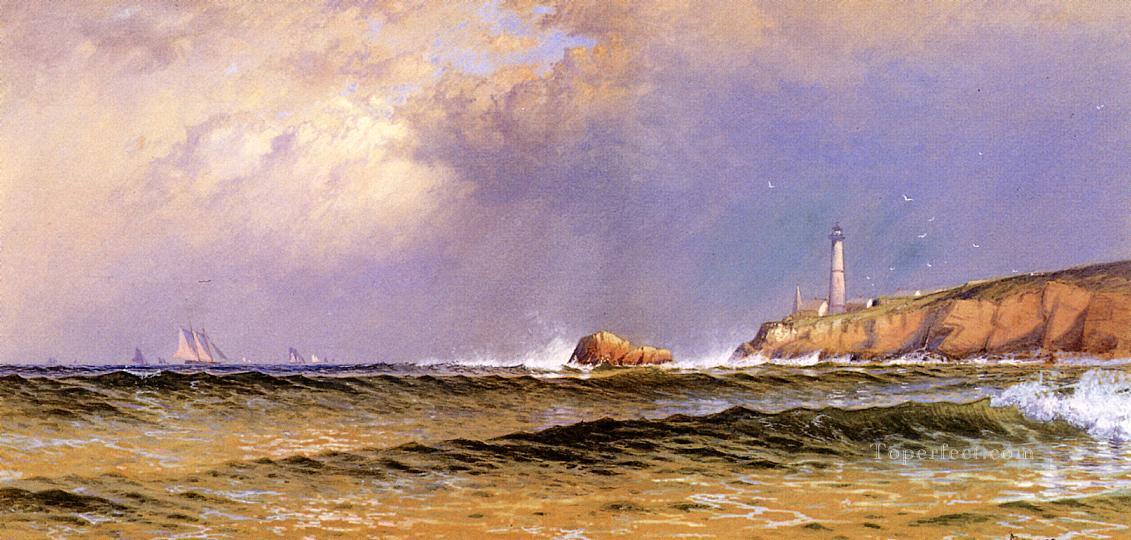 Coastal Scene with Lighthouse modern beachside Alfred Thompson Bricher Oil Paintings